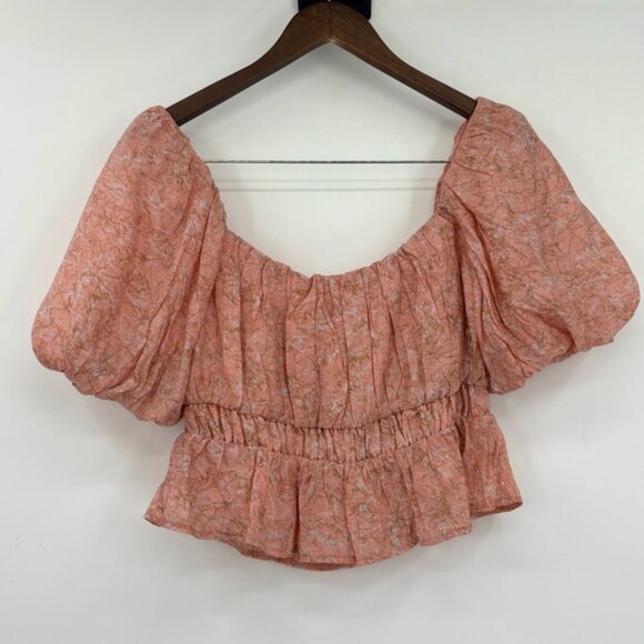 ASTR the Label Theron Botanical Puff Sleeve Smocked Top Size Small - Picture 10 of 13